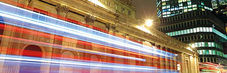 Moving vehicle lights on street
